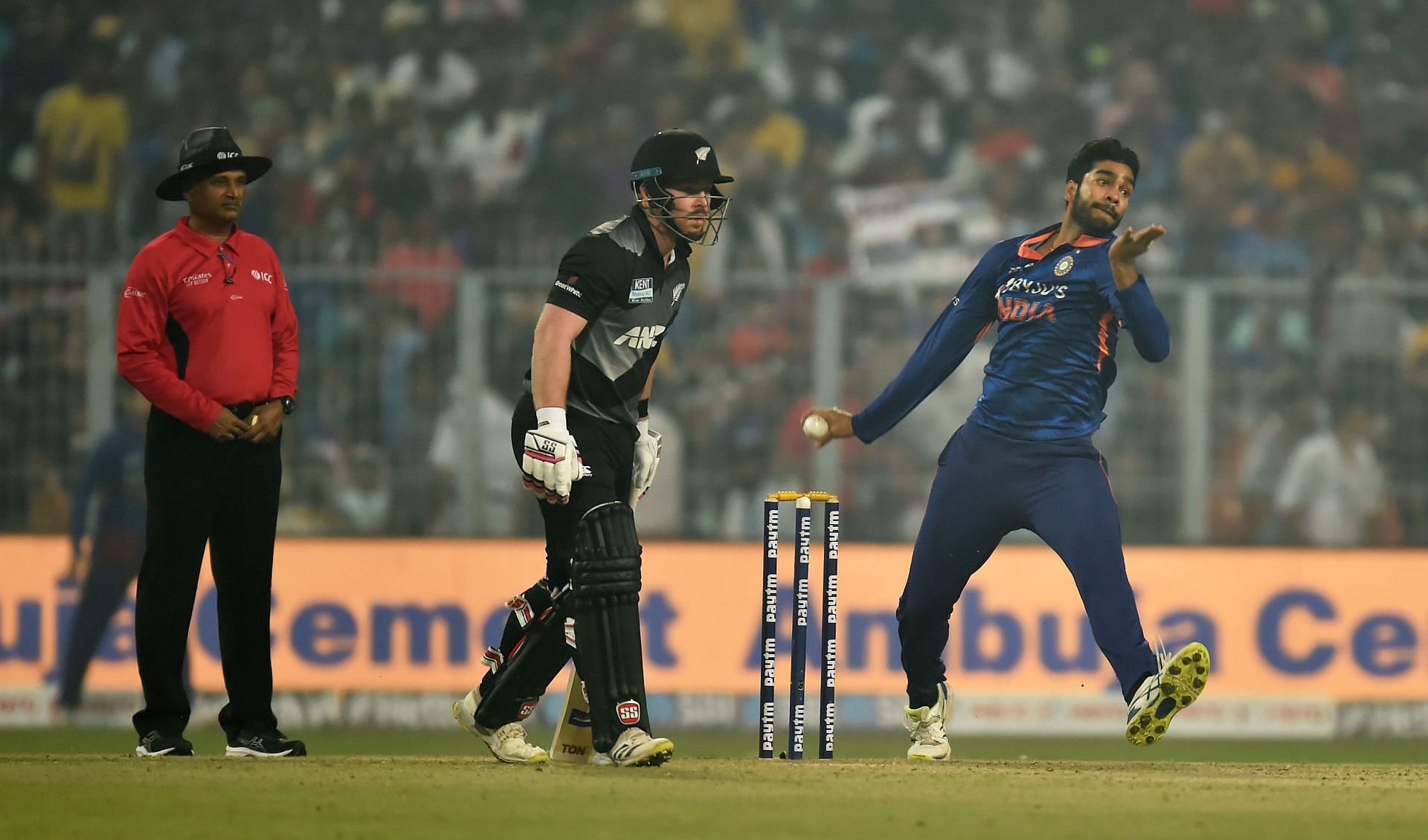 Venkatesh Iyer dismissed Adam Milne and returned impressive figures of 1 for 12 from 3 overs in the 3rd T20I